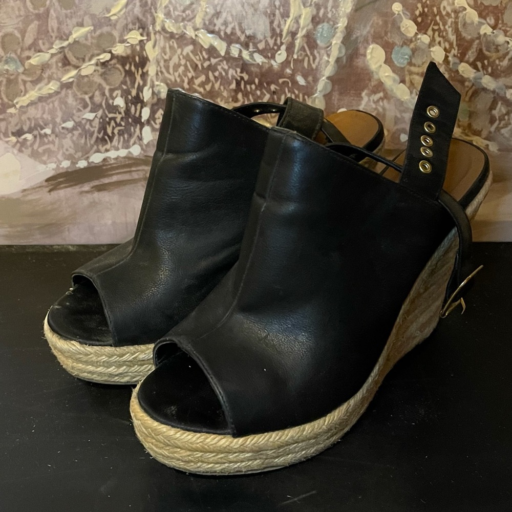 Wedge leather heels